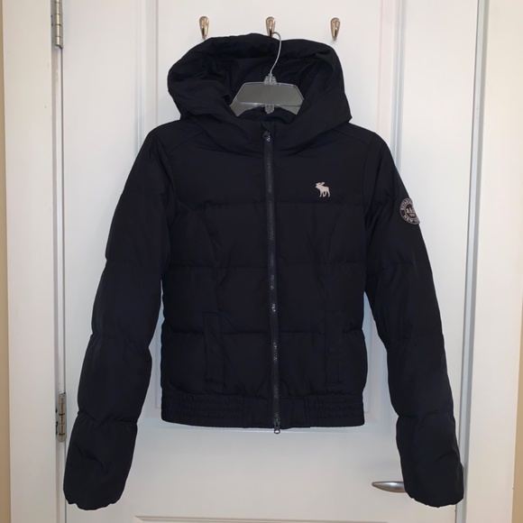 Abercrombie Kids Navy Blue Hooded Down Puffer Jacket Size XL - Picture 9 of 15